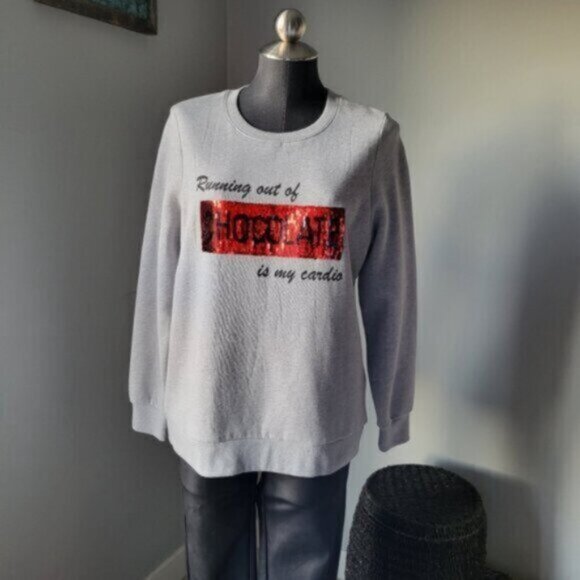 Alison Sheri - Organic Cotton Reversible Sequins Sweatshirt Small - Picture 8 of 13